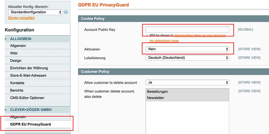 GDPR EU PrivacyGuard Configuration