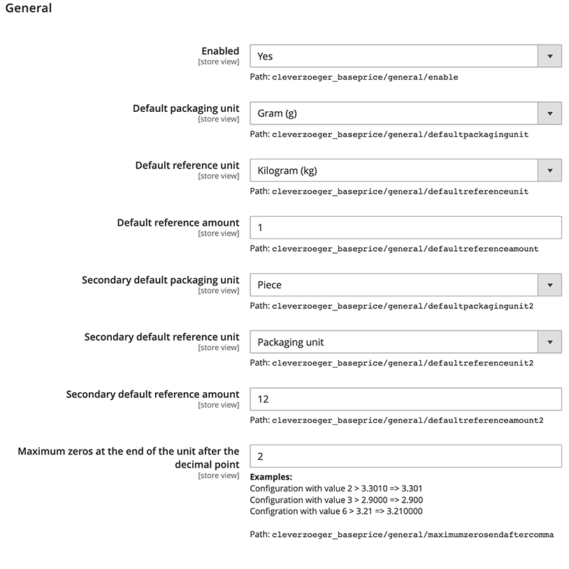 baseprice clever zoeger extension backend config general