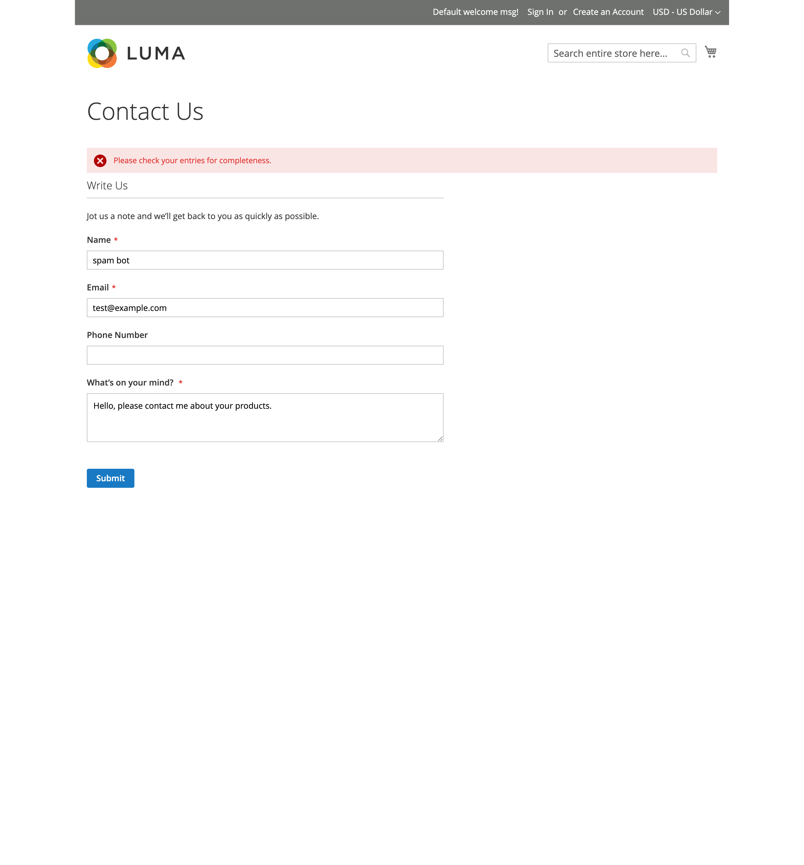 Blacklisted input rejected