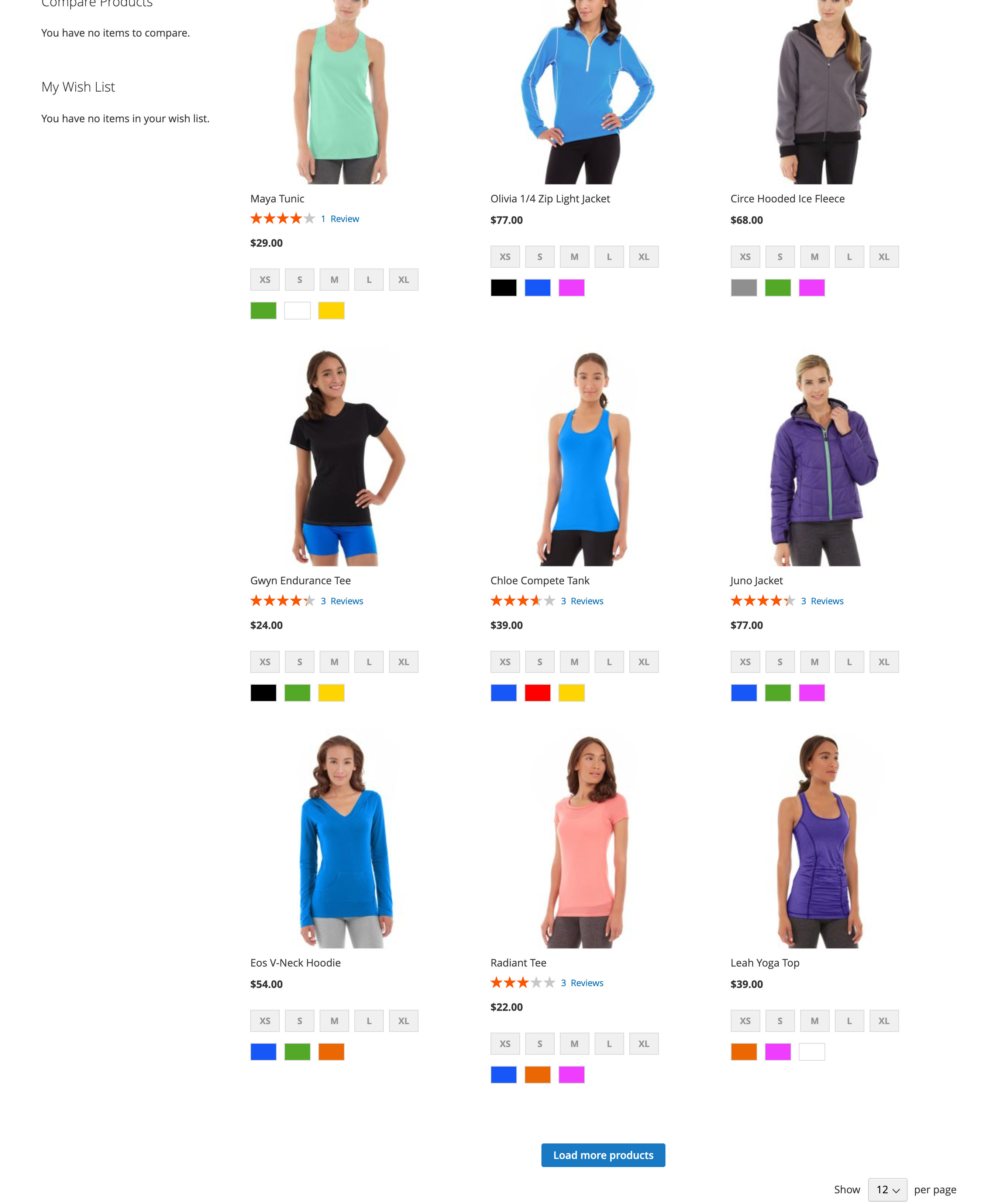 Load more products button