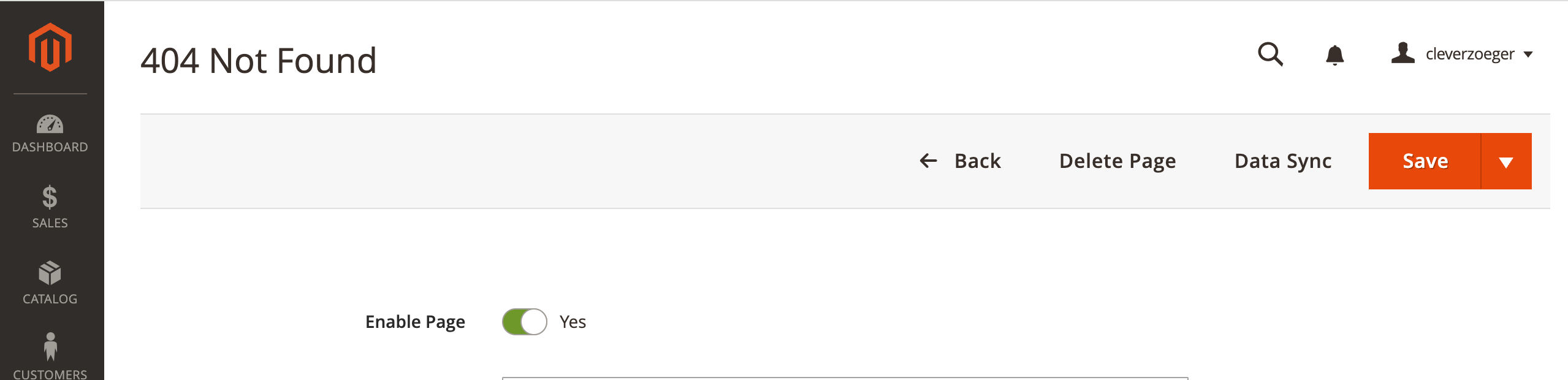 Data Sync button on a CMS page