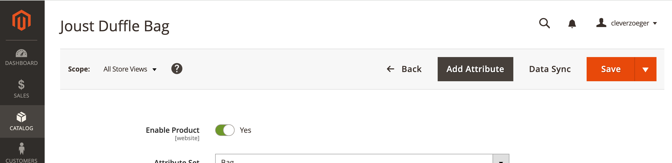Data Sync button on a product
