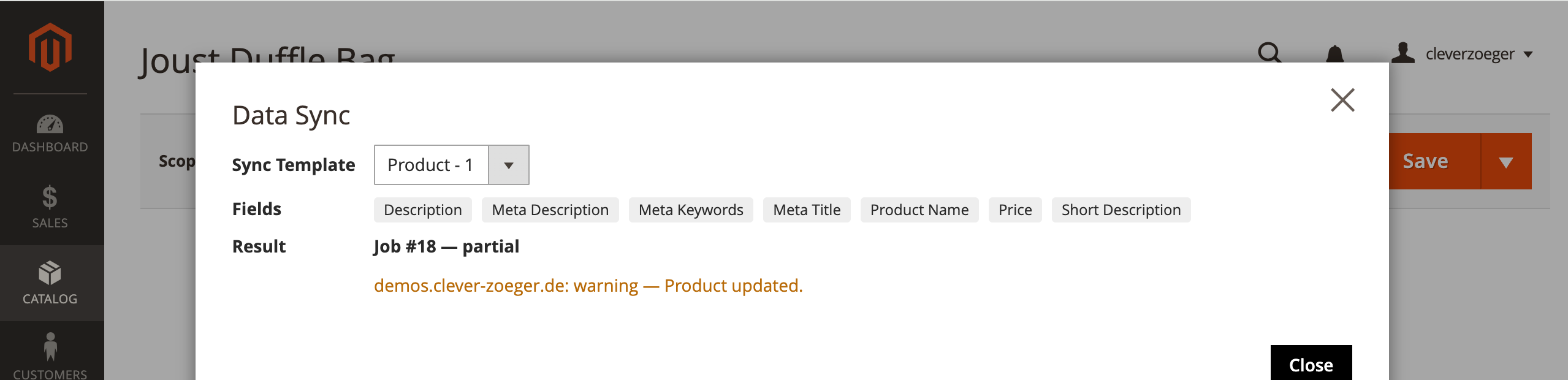 Data Sync result with per-target status