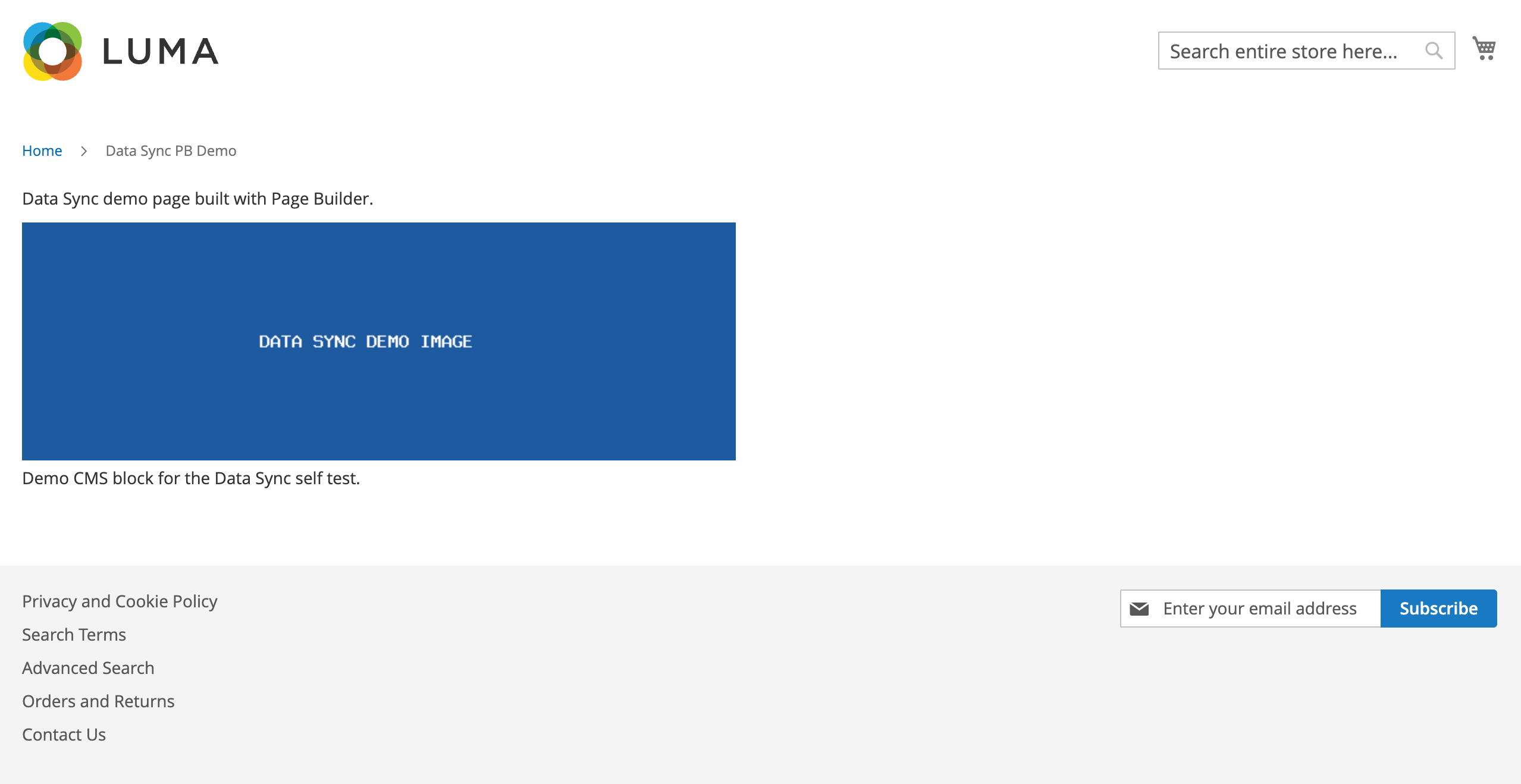 Synced Page Builder page on the target storefront