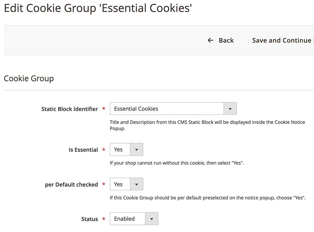 Edit Cookie Group