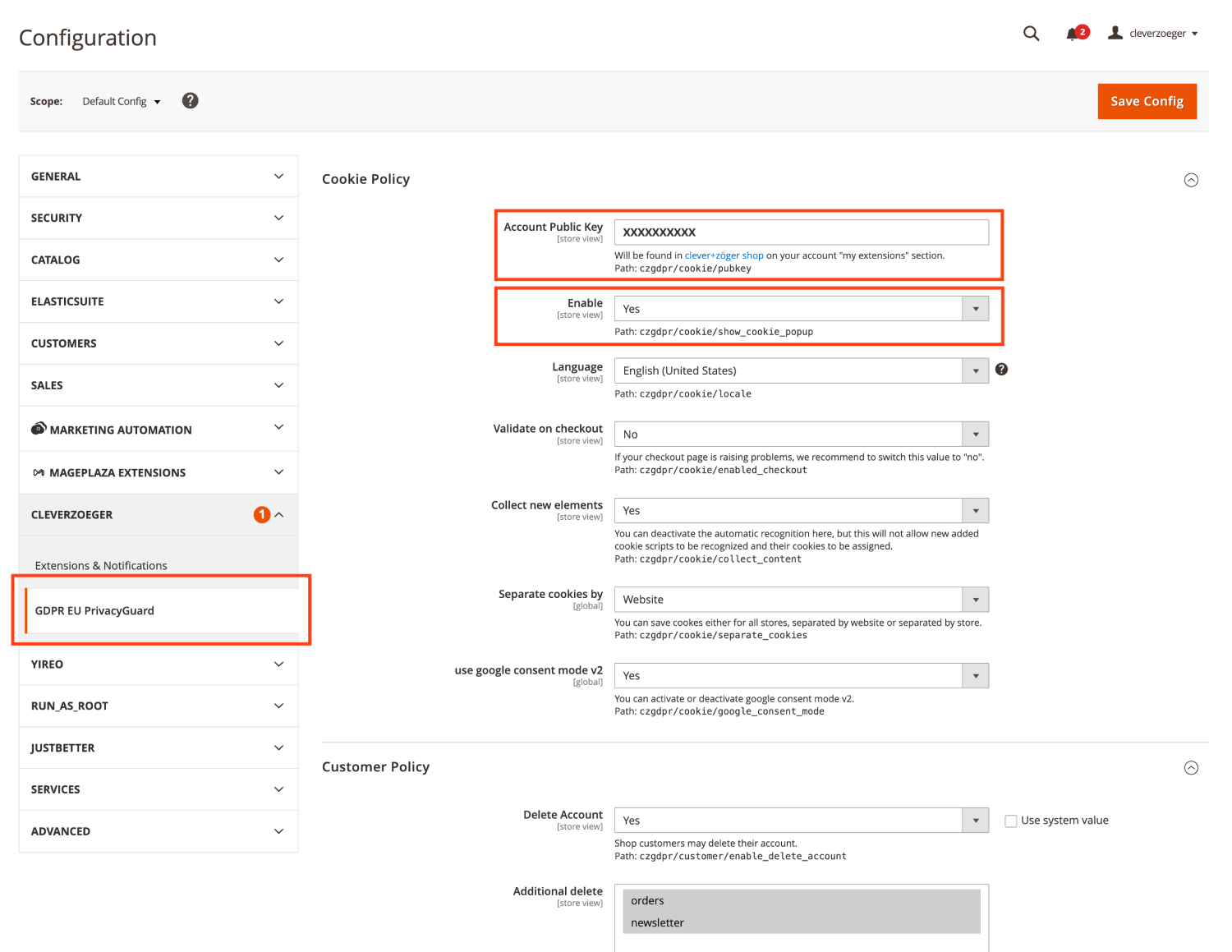 GDPR EU PrivacyGuard Configuration