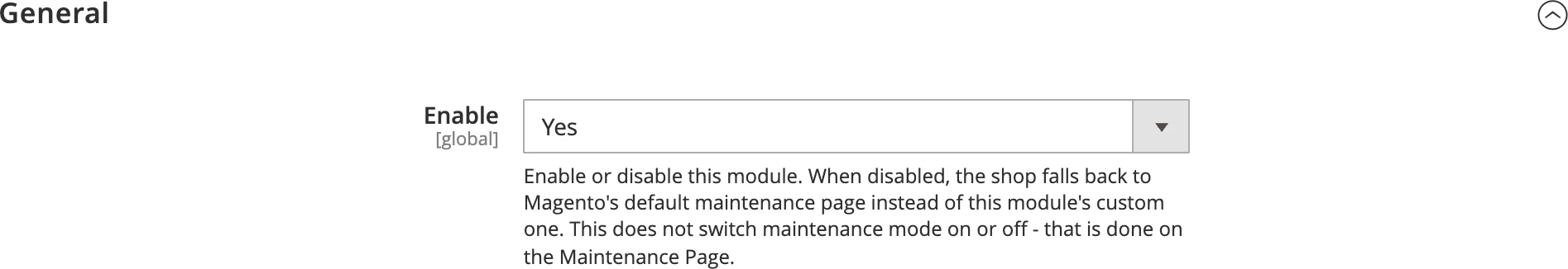Maintenance configuration