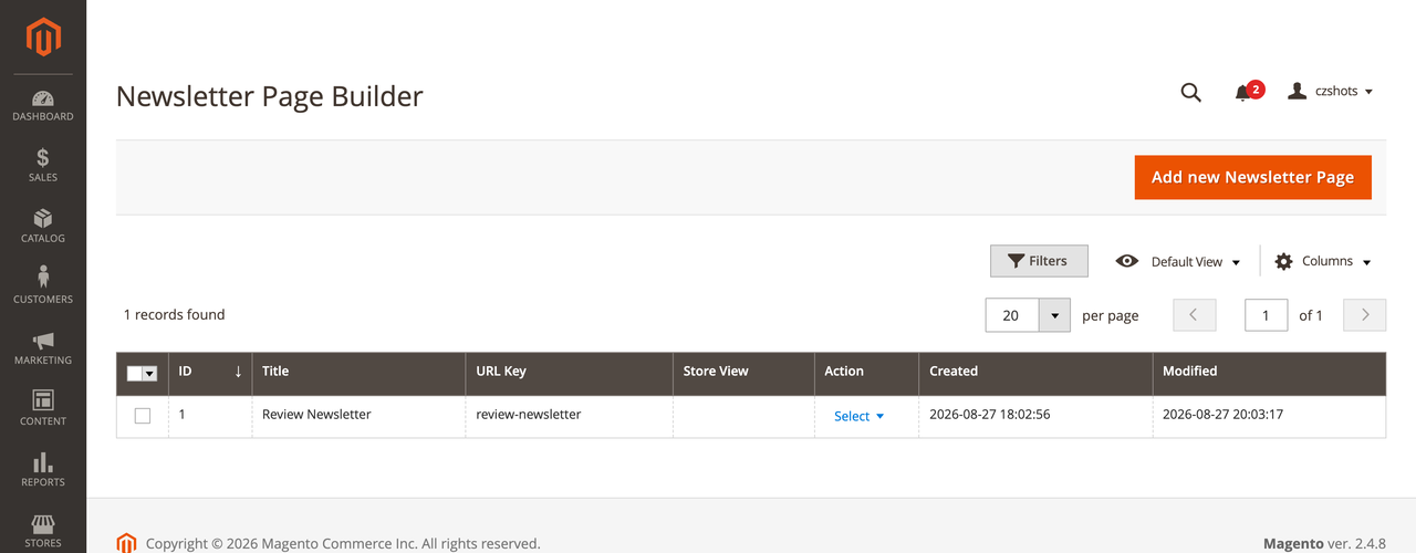 Newsletter Page Builder Listing