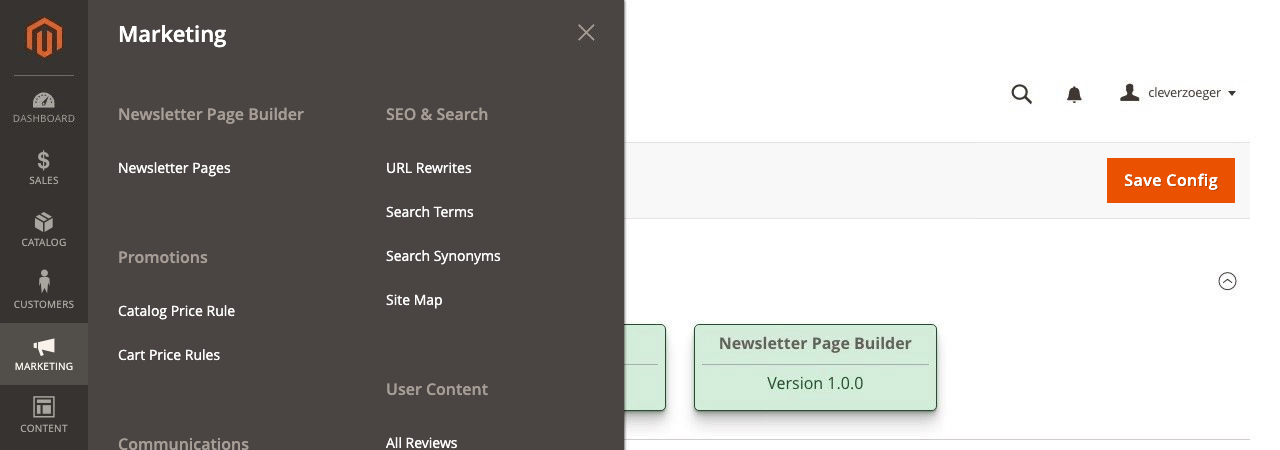 Newsletter Page Builder Menu