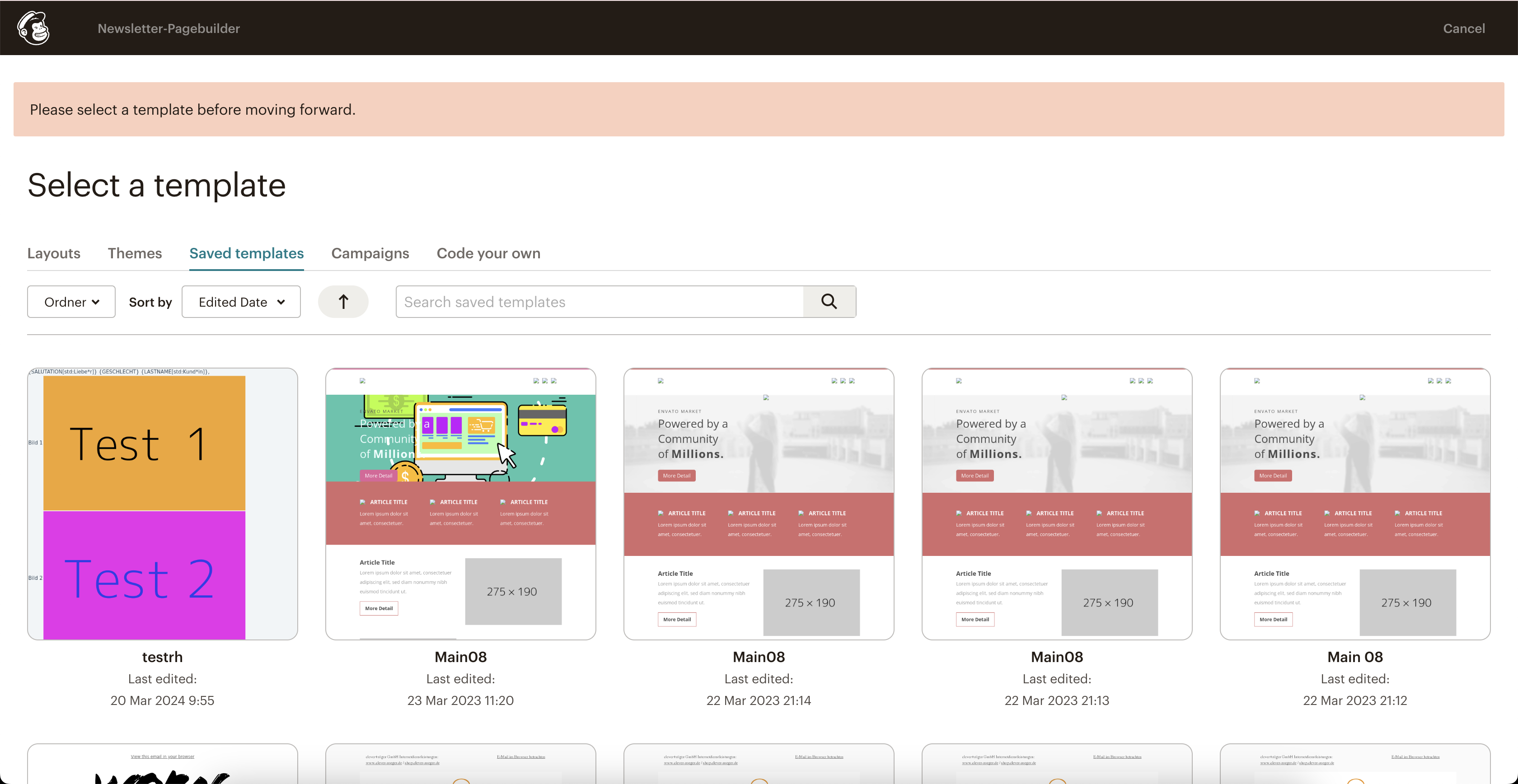 Newsletter Page Builder MailChimp Templates