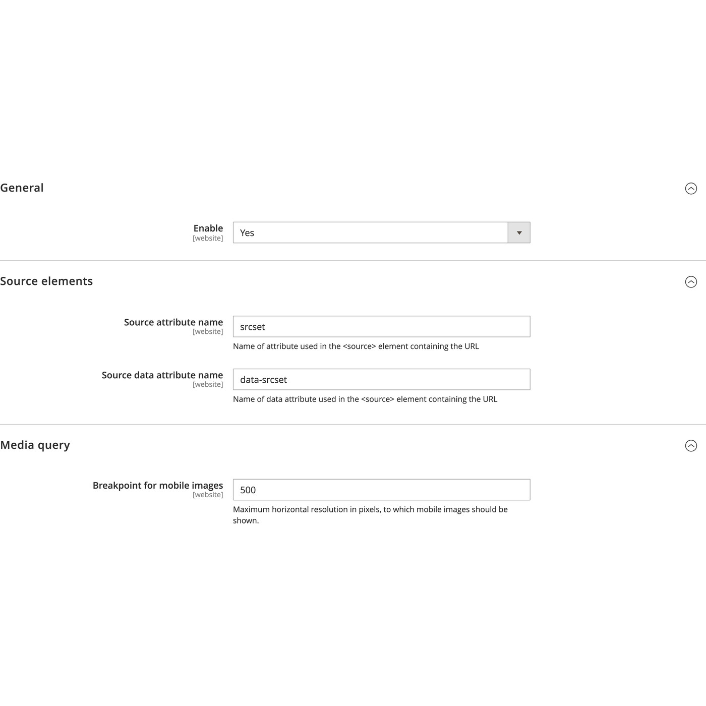 Next generation images configuration