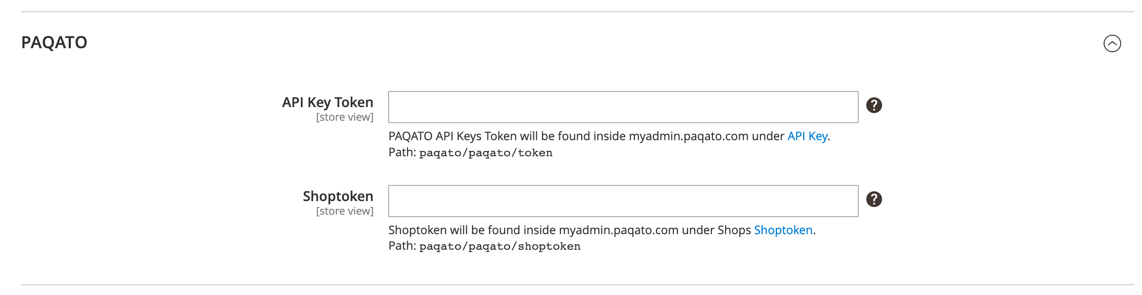 PAQATO Connect API Token Configuration