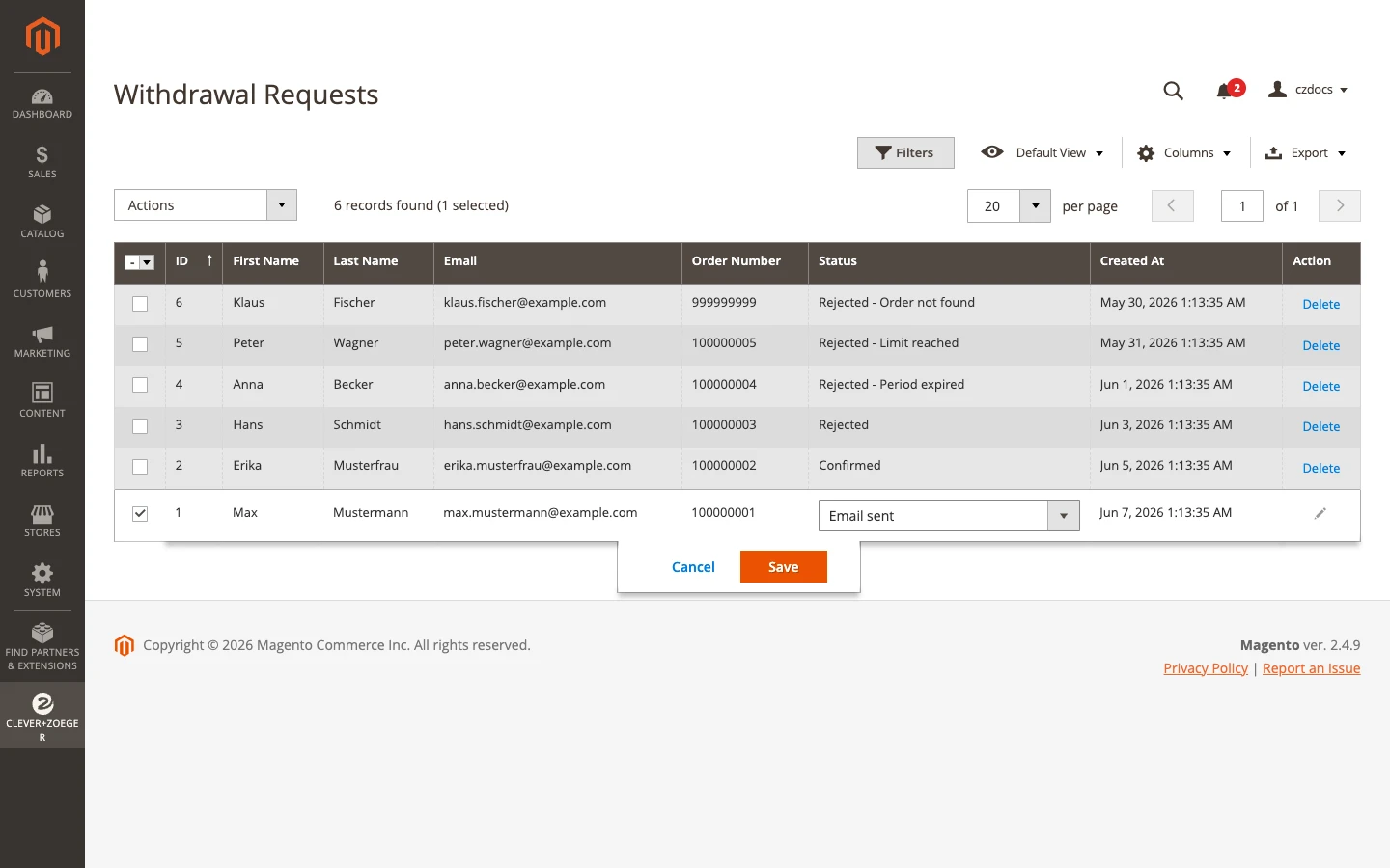 clever zoeger magento2 extension withdrawal backend inline edit