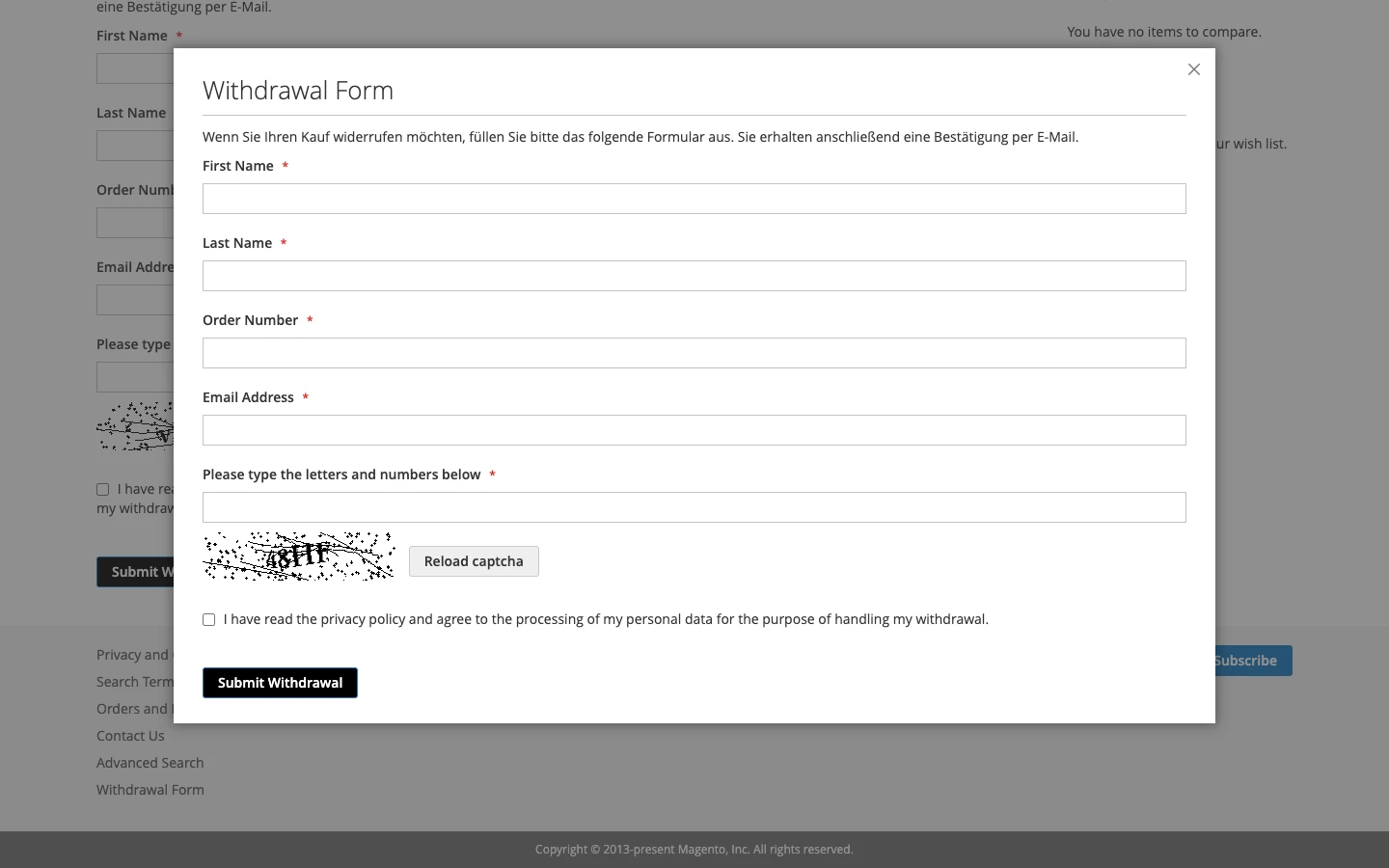 clever zoeger magento2 extension withdrawal frontend popup